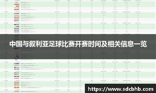 中国与叙利亚足球比赛开赛时间及相关信息一览